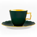 "Belvedere" Coffee Cup & Saucer Forest & 24K Gold
