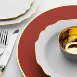 "Schubert" Charger in Terra Red & Narrow Gold Rim