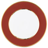 "Schubert" Charger in Terra Red & Narrow Gold Rim