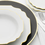 "Schubert" Charger in Slate Gray Matte & Narrow Gold Rim