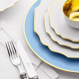 "Schubert" Charger in Light Blue & Narrow Gold Rim