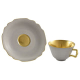 "Belvedere" Mocha / Espresso Cup with Saucer Gray & Gold