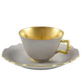 "Belvedere" Mocha / Espresso Cup with Saucer Gray & Gold