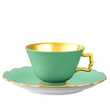 "Belvedere" Mocha / Espresso Cup with Saucer Green & Gold