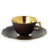 "Belvedere" Mocha / Espresso Cup with Saucer Gray & Gold