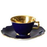 "Belvedere" Mocha / Espresso Cup with Saucer Cobalt & Gold