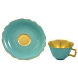 "Belvedere" Mocha / Espresso Cup with Saucer Turquoise & Gold