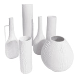XL White Modernist Bisque Vase with Crocodile Texture