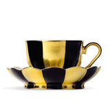 "Melon” Mocha Cup with Saucer by Josef Hoffmann Black & Gold