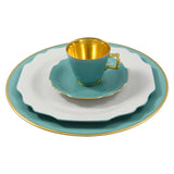 "Belvedere" Mocha / Espresso Cup with Saucer Green & Gold