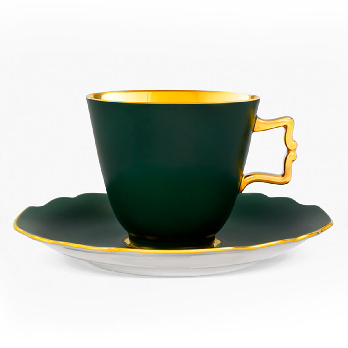 "Belvedere" Coffee Cup & Saucer Forest & 24K Gold