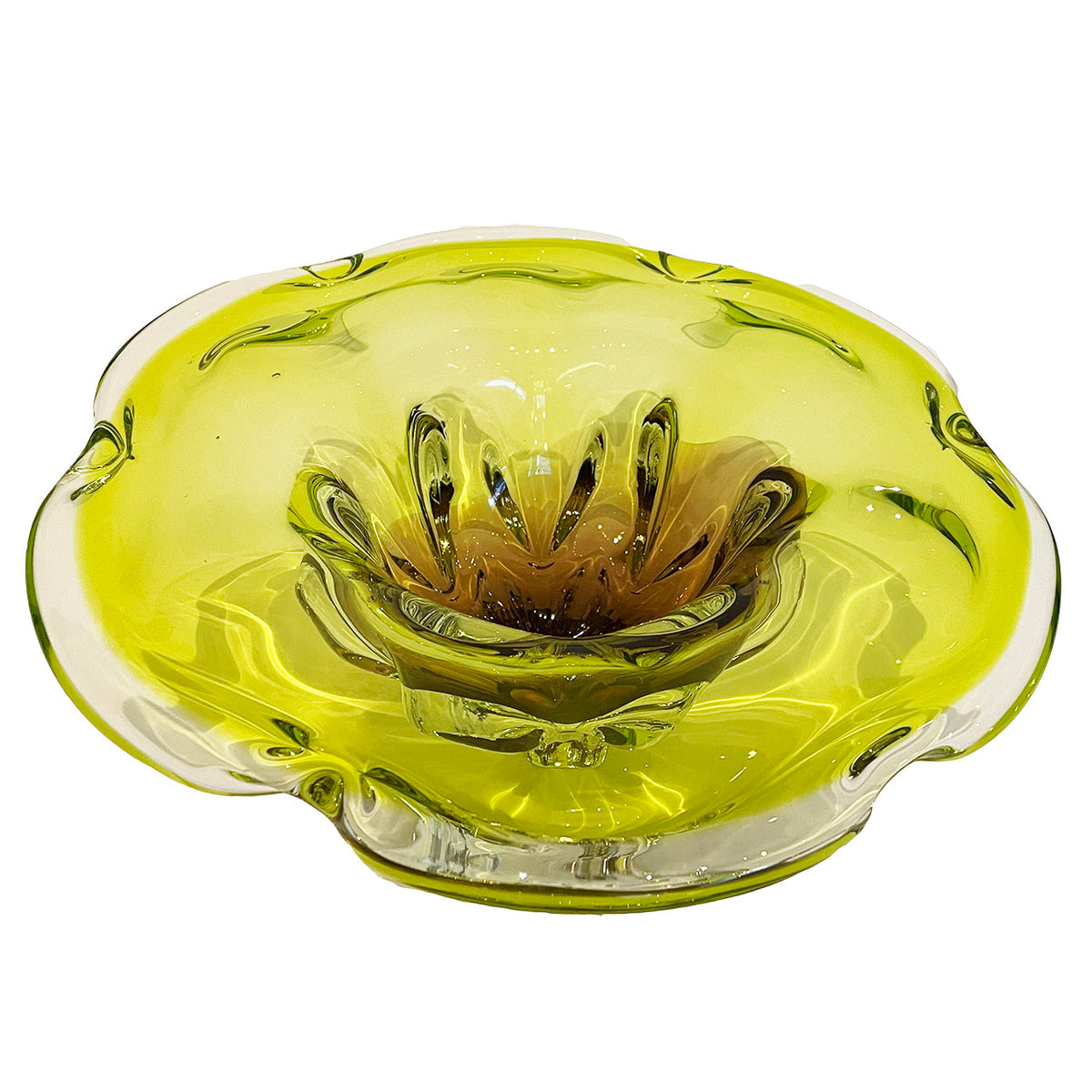 Large Round Sommerso Czech Glass Bowl