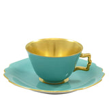 "Belvedere" Mocha / Espresso Cup with Saucer Green & Gold
