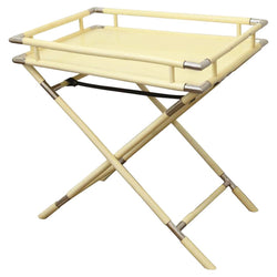 Ivory Lacquer & Chrome Folding Bar Tray Table