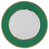 "Schubert" Charger in Emerald Green & Narrow Gold Rim