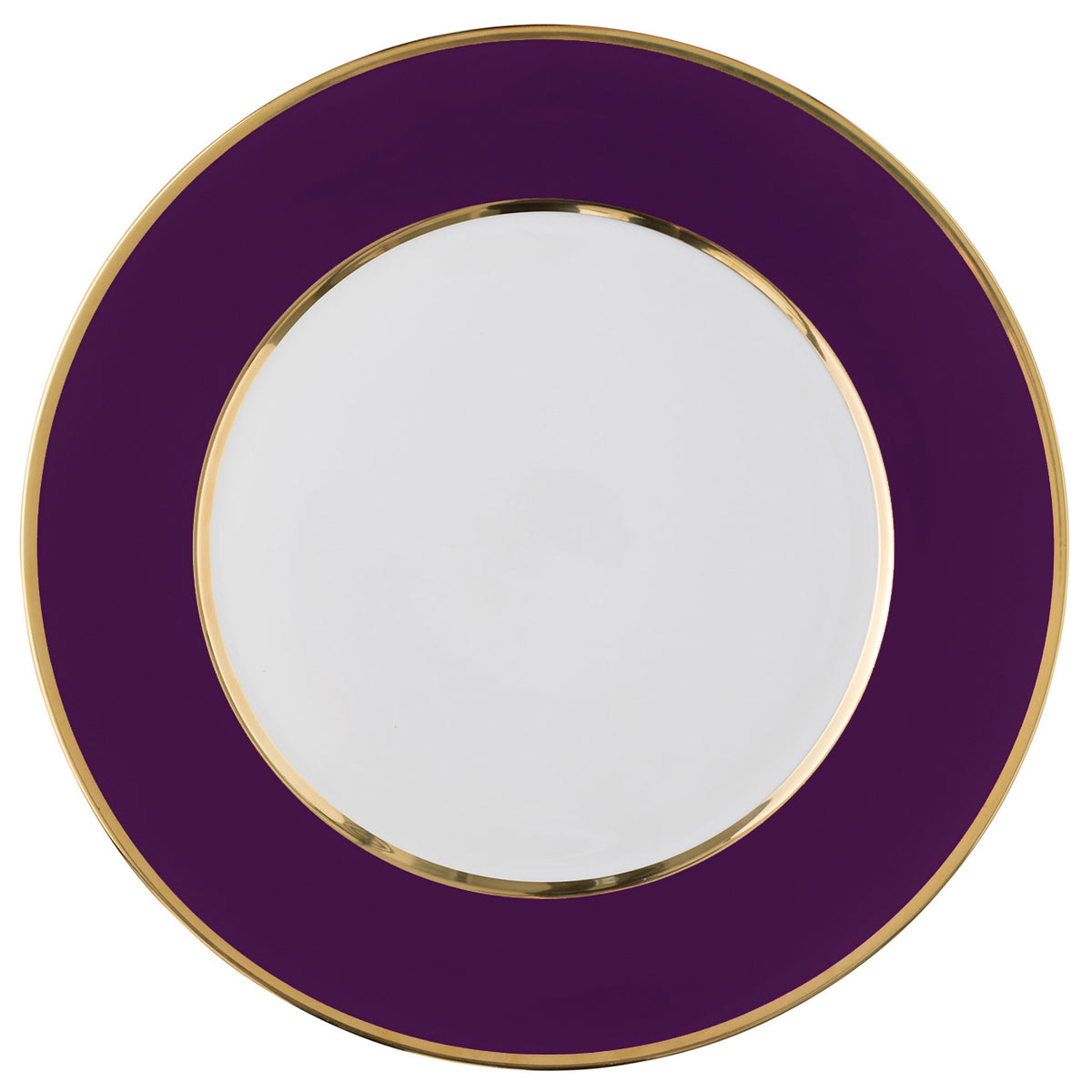 "Schubert" Charger in Light Green & Narrow Gold Rim