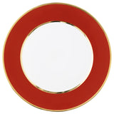 "Schubert" Charger in Red & Narrow Gold Rim