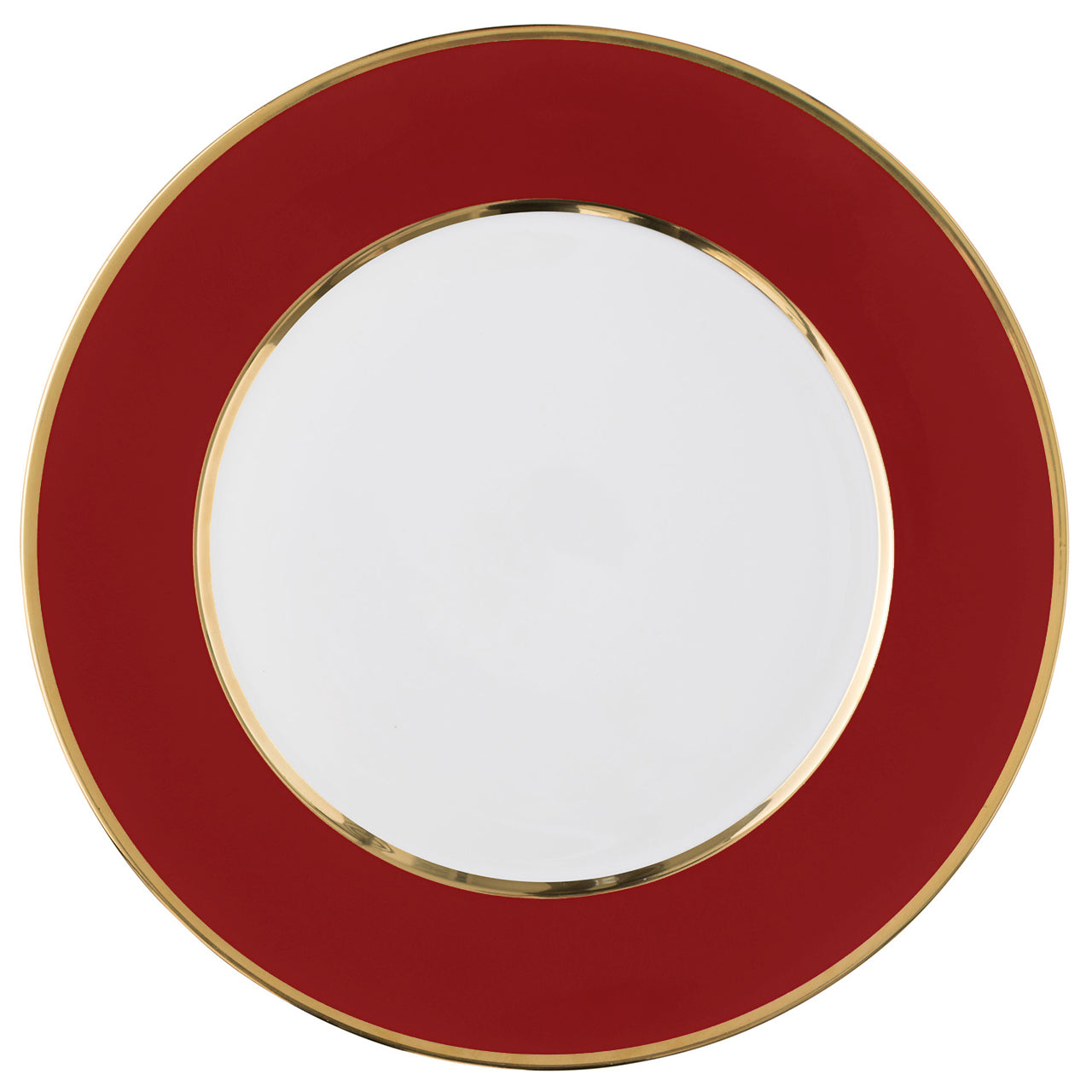 "Schubert" Charger in Light Green & Narrow Gold Rim