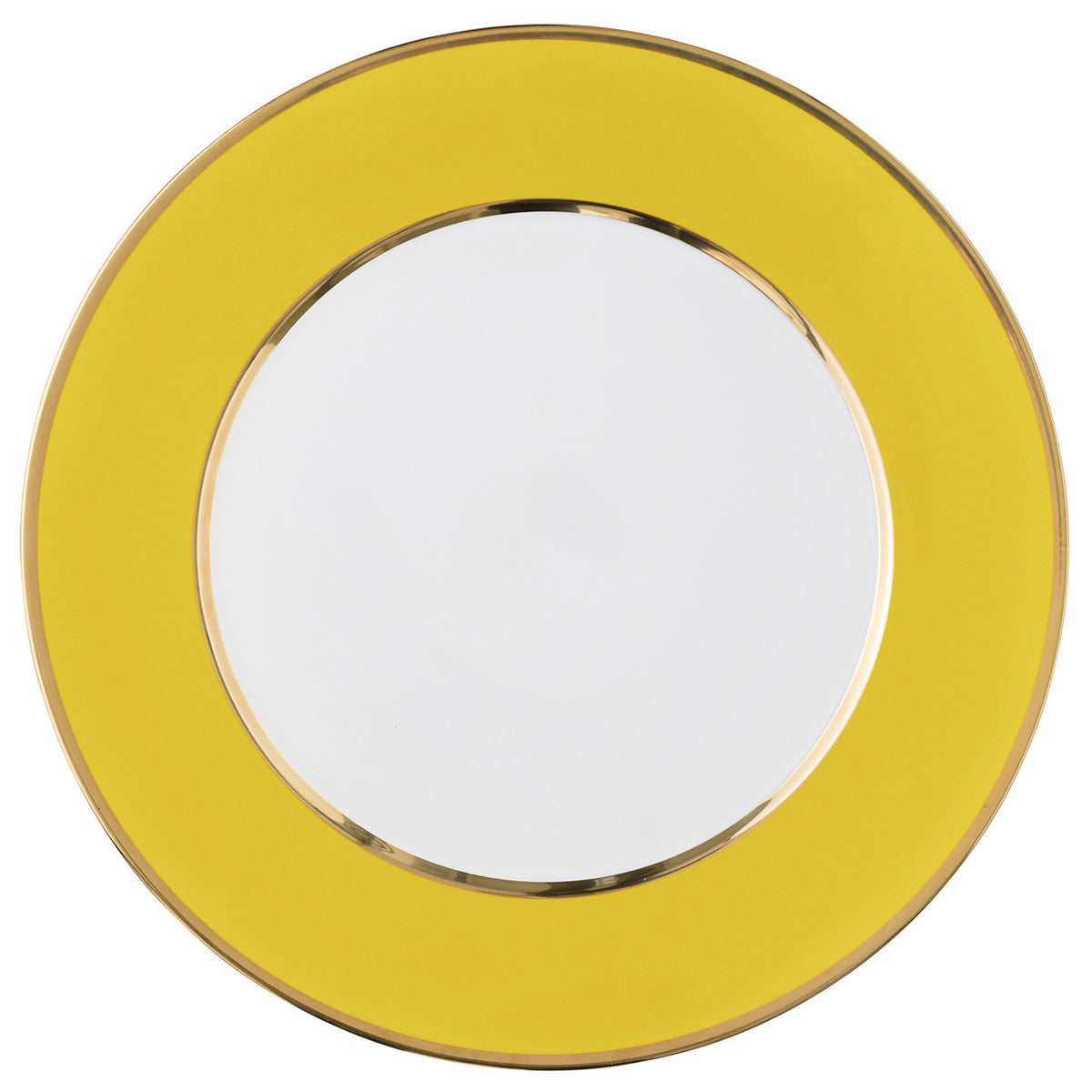 "Schubert" Charger in Light Green & Narrow Gold Rim