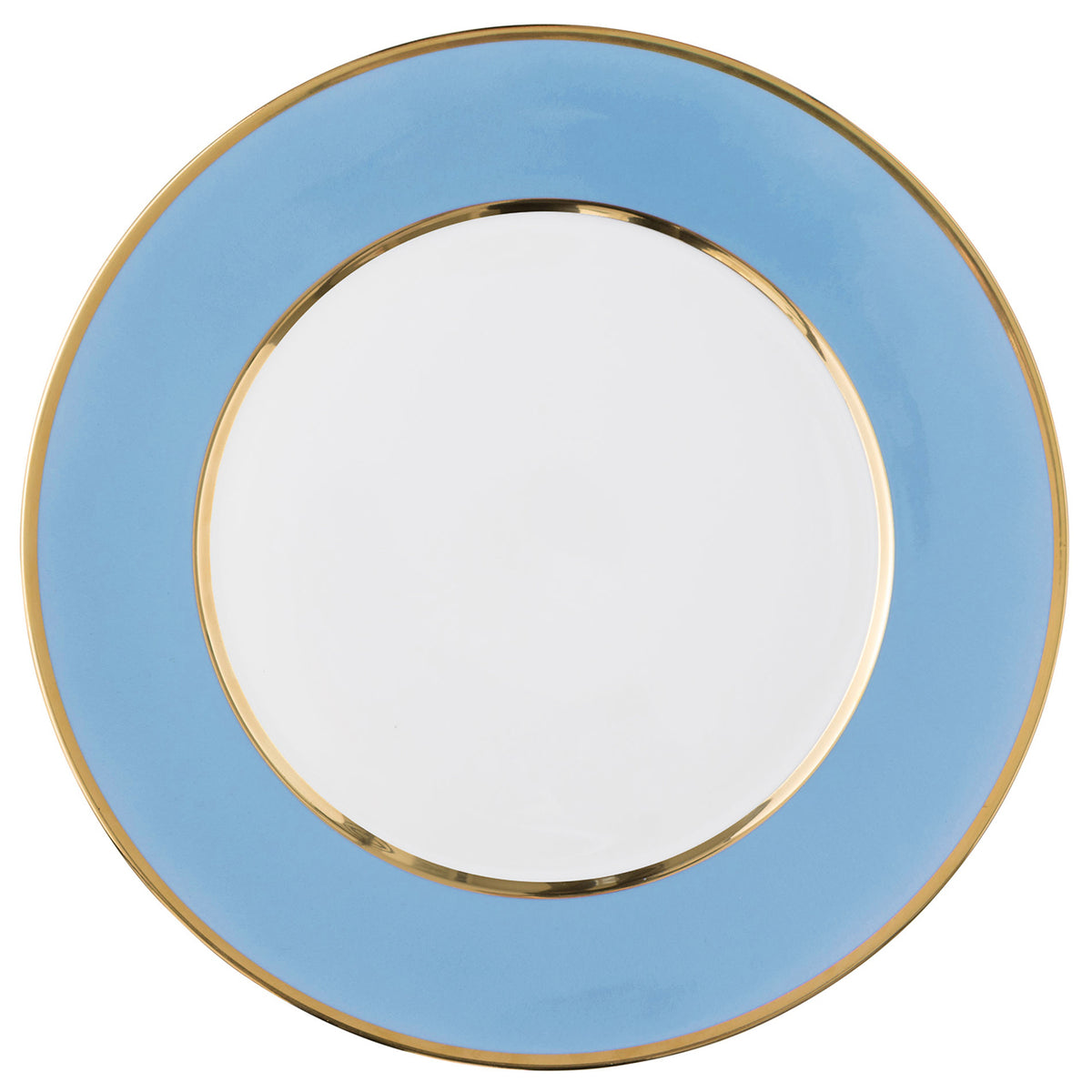 "Schubert" Charger in Turquoise & Narrow Gold Rim