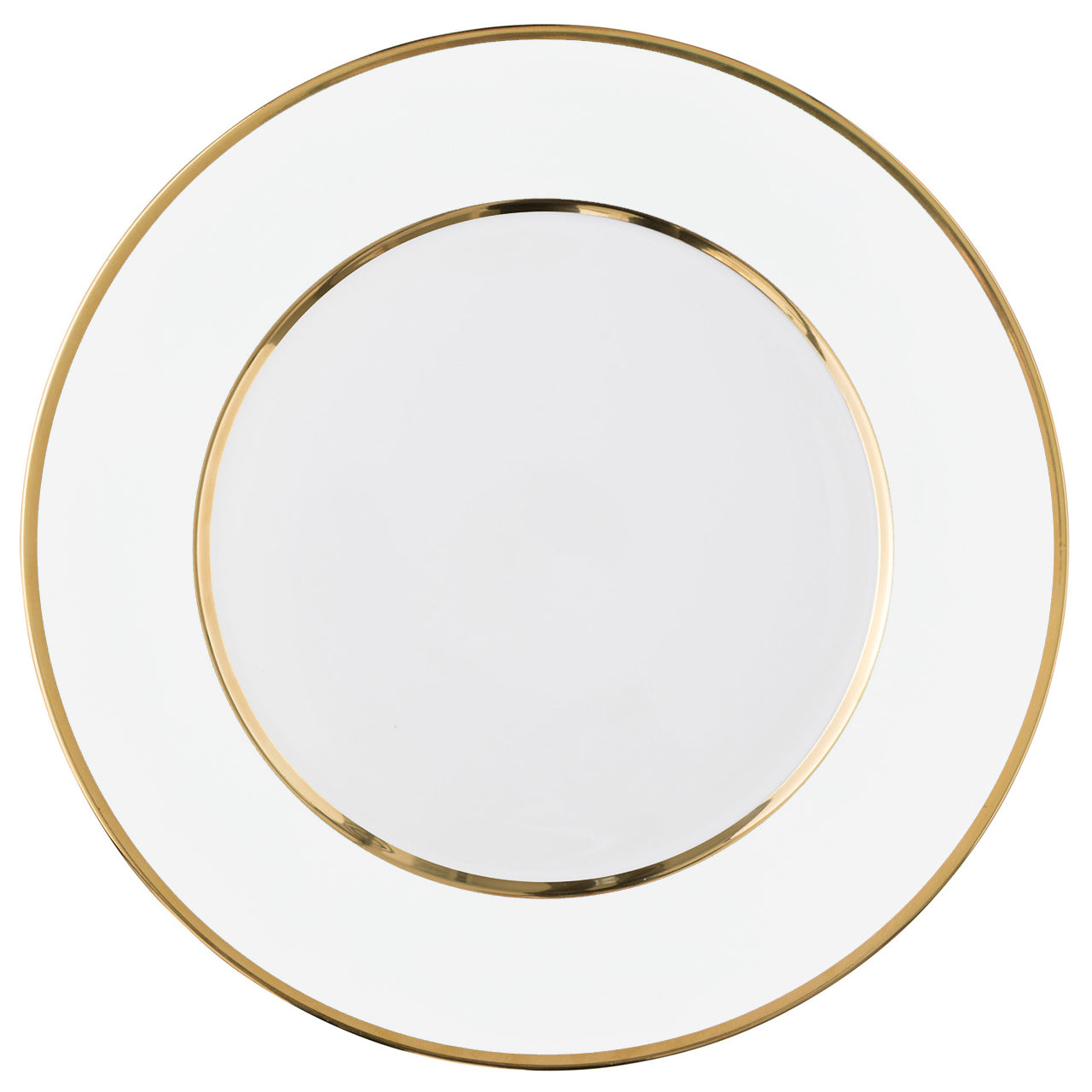 "Schubert" Charger in Light Green & Narrow Gold Rim