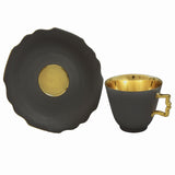 "Belvedere" Coffee Cup & Saucer Charcoal & 24K Gold