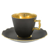 "Belvedere" Coffee Cup & Saucer Gray & 24K Gold