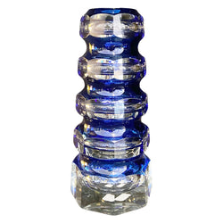 Czech Art Déco Blue Cut Crystal Vase