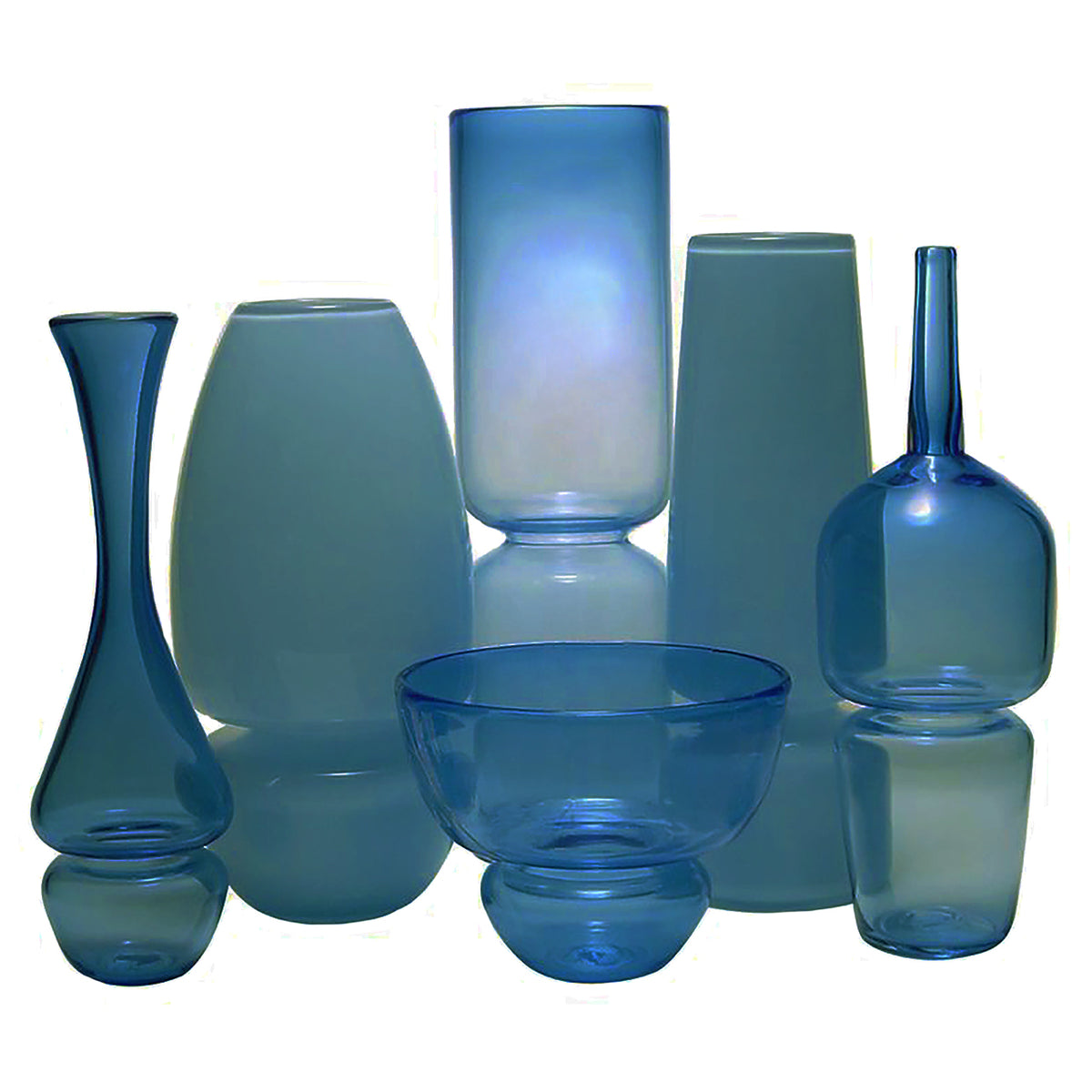 Large "Groove Curved Bottle" Vase  Dark Silver Teal by Furthur Design