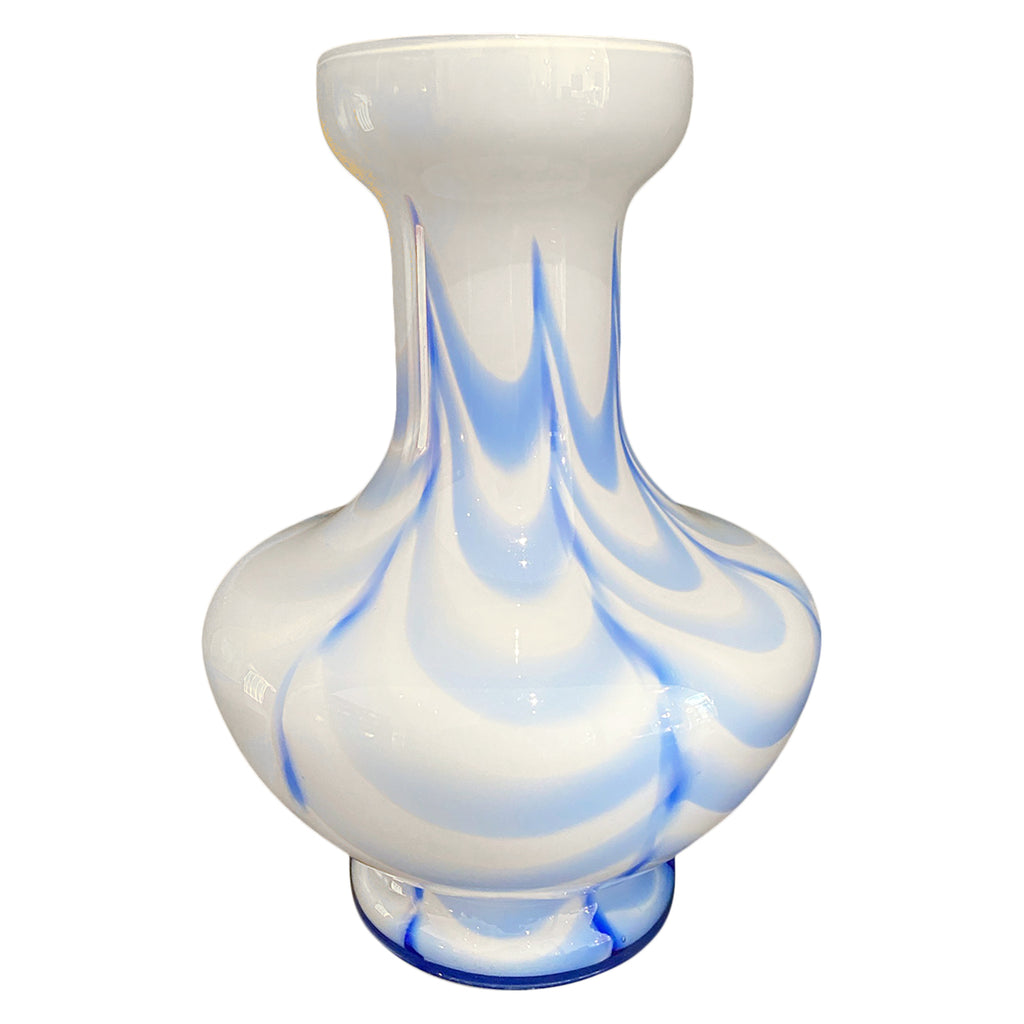 Blue and White Murano Glass Vase by Carlo Moretti Adeeni Design Galerie