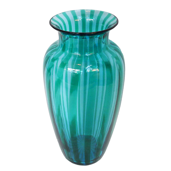 Blue & Green Striped Vase by VeArt