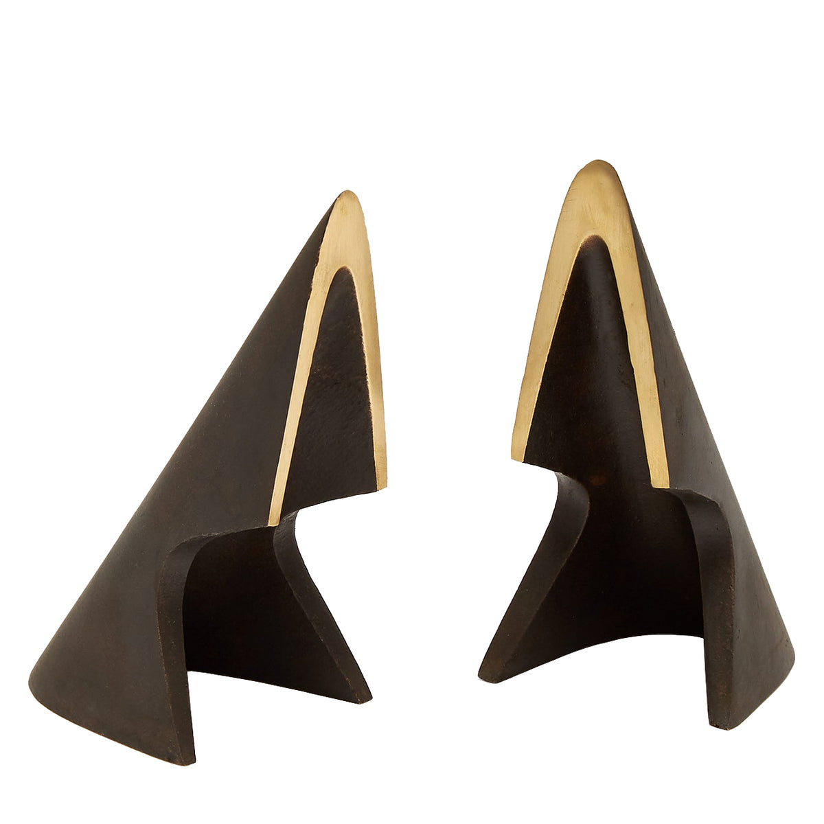 Pair of "Wedge" Bookends #4099 in Patinated Brass by Carl Auböck