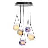 "Capsula" Metal Canopy Pendant Lamp Multi-Color Glass by Lucie Koldova