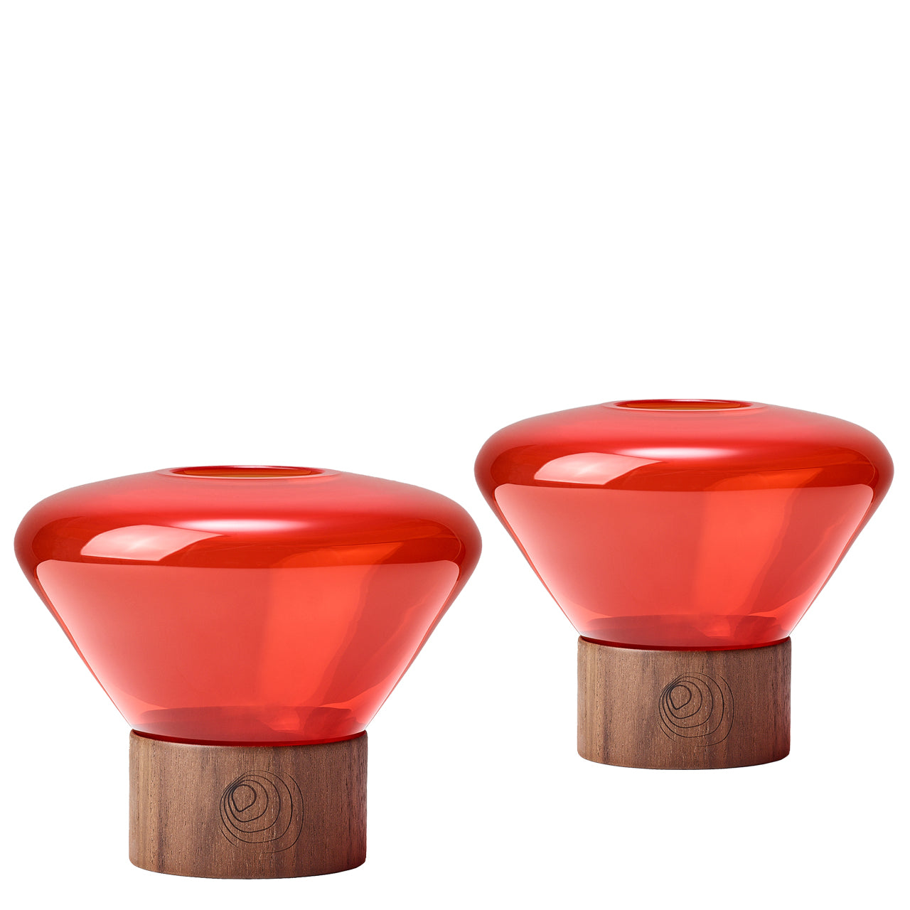 Pair of "Muffins" Candleholders with Walnut Base by Lucie Koldova & Dan Yeffet