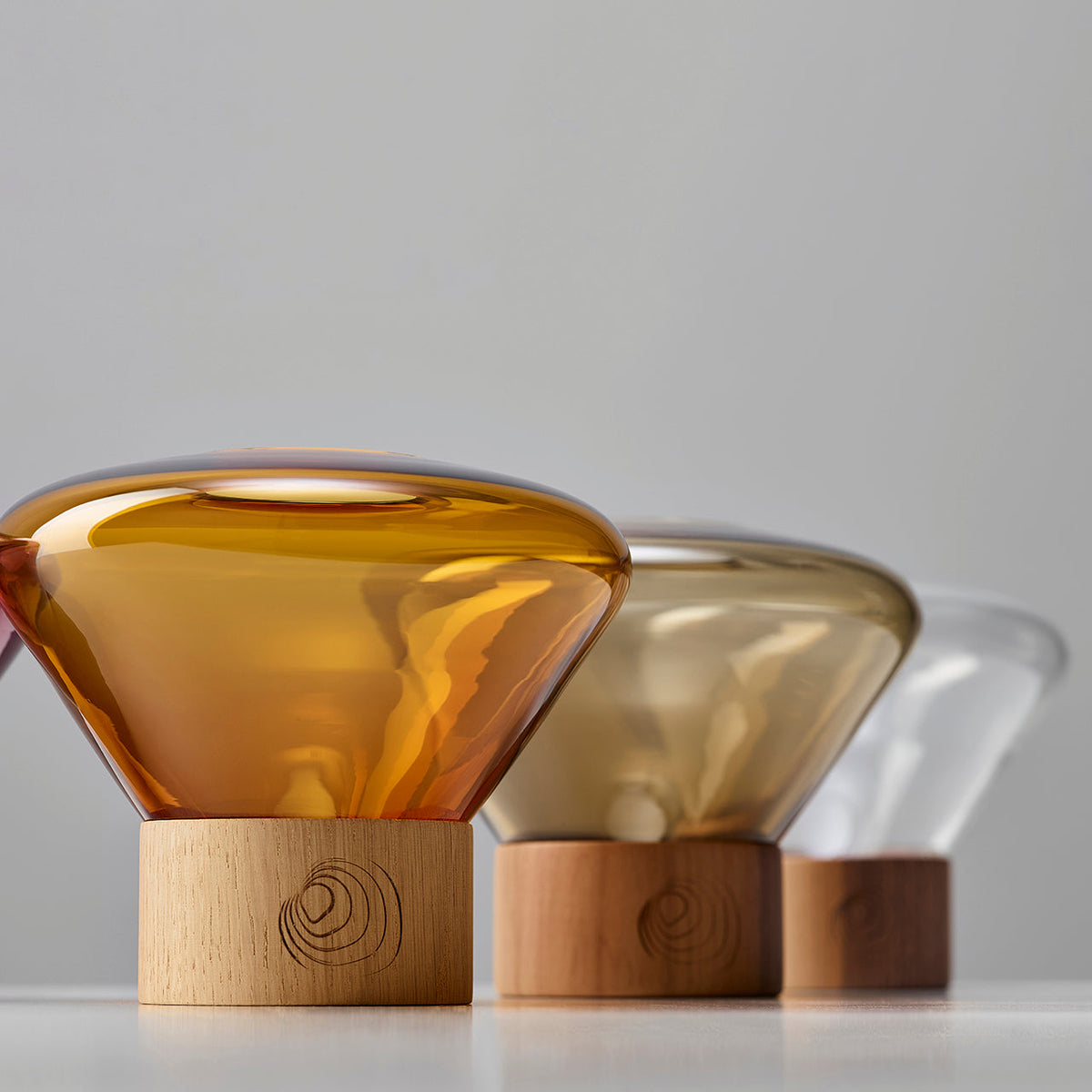 Pair of "Muffins" Candleholders with Walnut Base by Lucie Koldova & Dan Yeffet