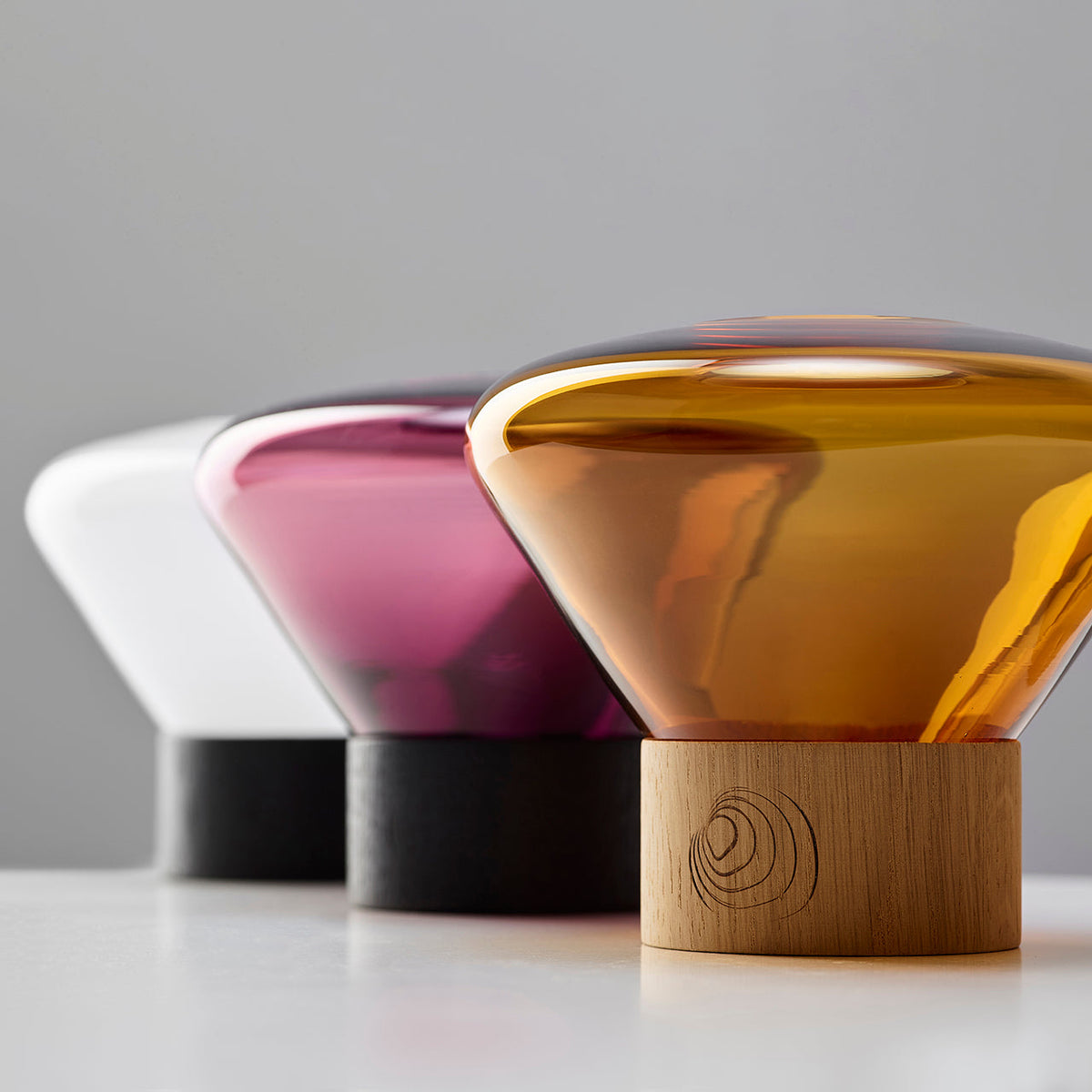 Pair of "Muffins" Candleholders with Walnut Base by Lucie Koldova & Dan Yeffet