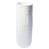 White Modernist Bisque Porcelain Vase with Crocodile Texture