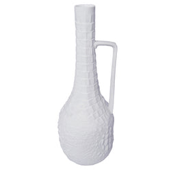 White Modernist Bisque Porcelain Vase with Crocodile Texture