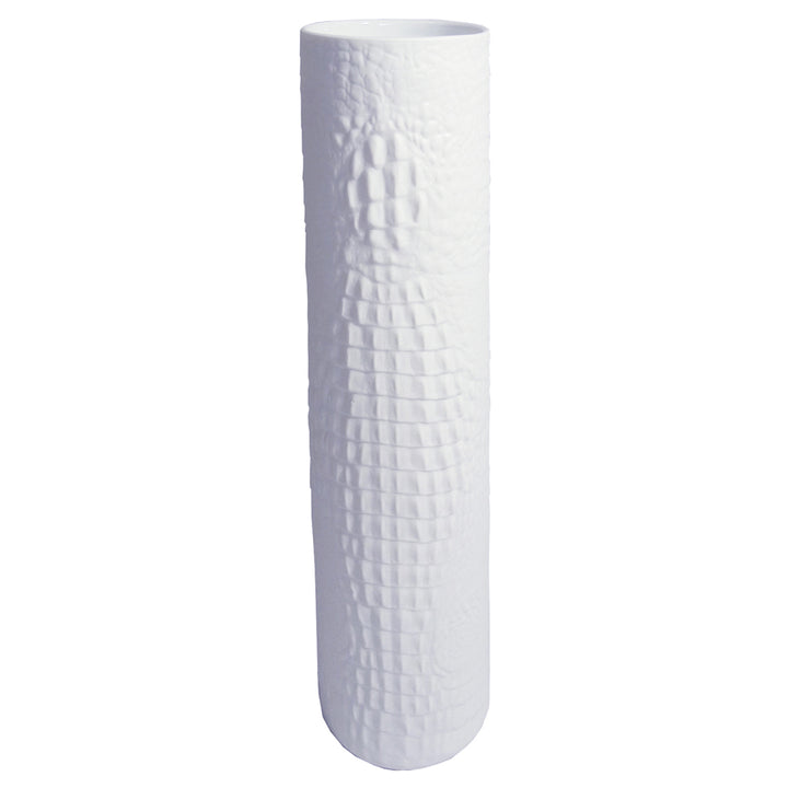 Modernist White Bisque Porcelain Vase with Crocodile Texture