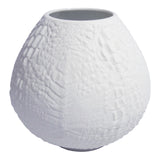 White Modernist Spherical Bisque Porcelain Vase with Crocodile Texture