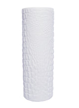 White Modernist Cylinder Bisque Vase with Crocodile Texture
