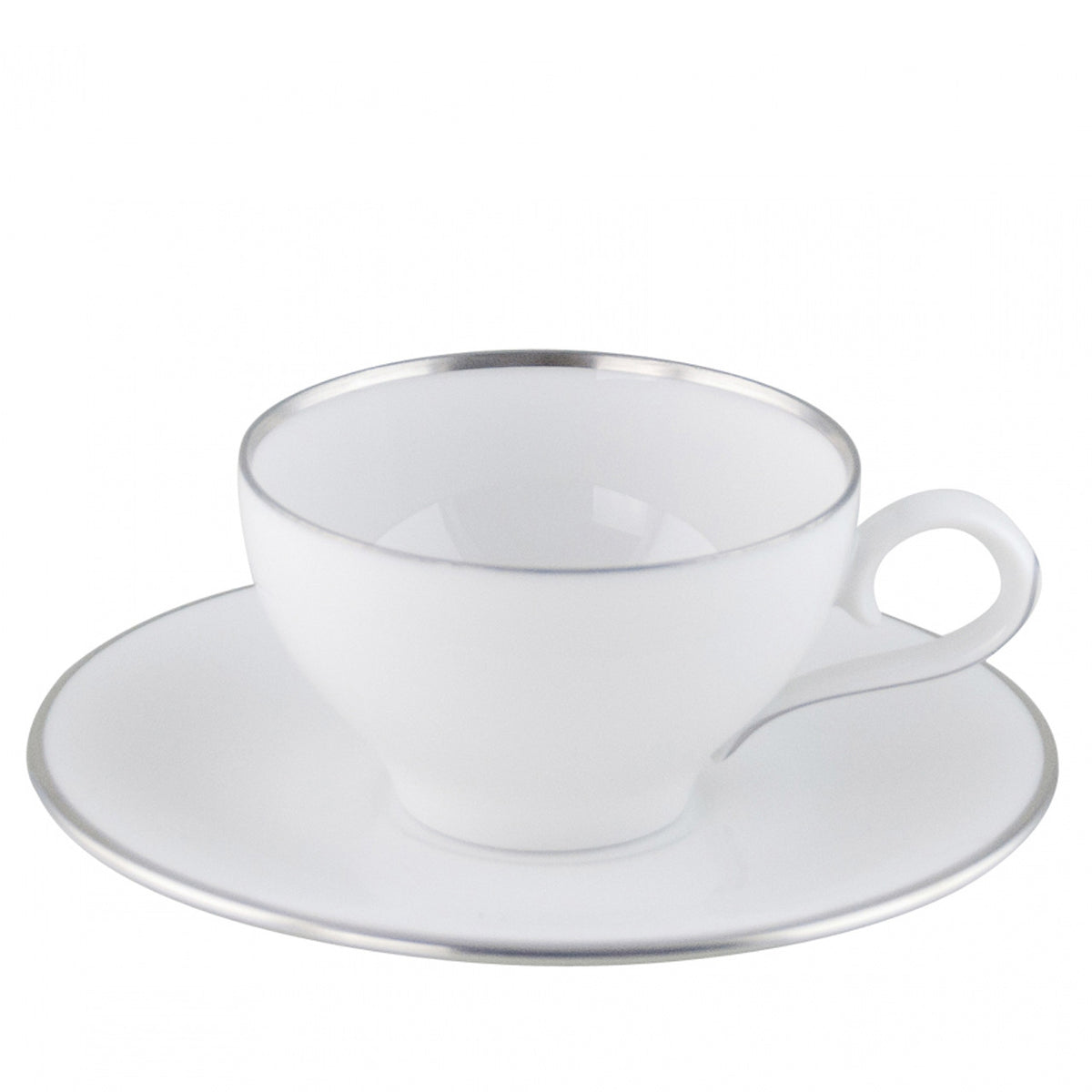 "Ena" Coffee Cup & Saucer with Platinum Rim by Ena Rottenberg