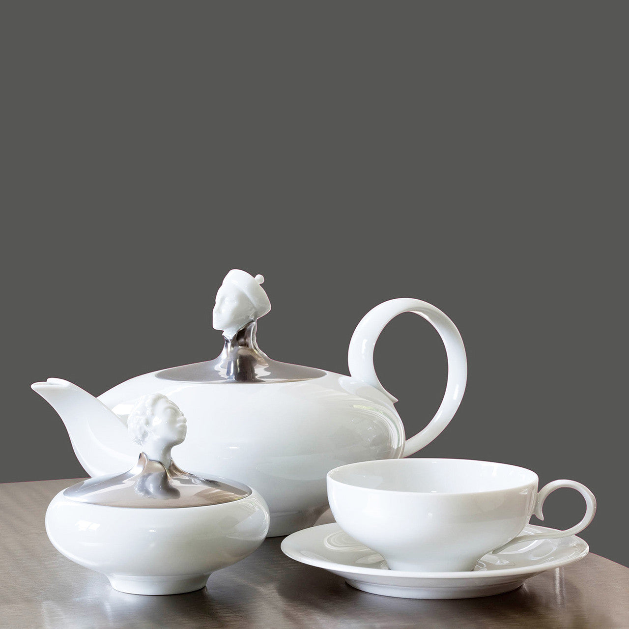"Orient African" Sugar Bowl with Platinum Lid by Ena Rottenberg