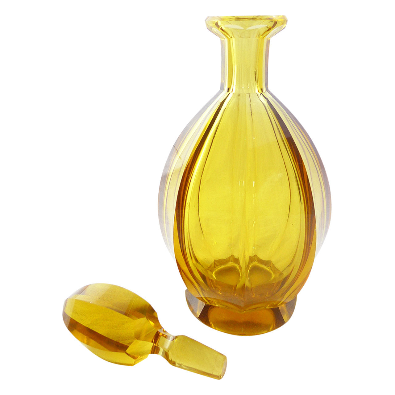 Vintage Amber Art Deco Crystal Decanter
