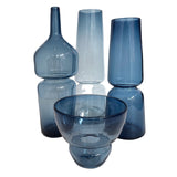 Large "Groove Curved Bottle" Vase in Steel Blue by Furthur Design