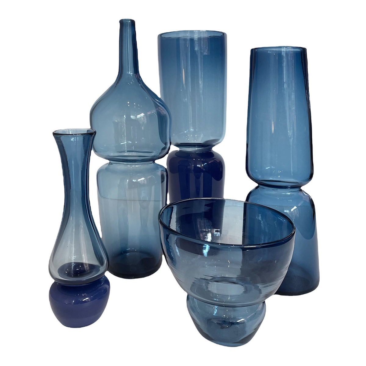 "Groove" Pod Small Vase in dark steel blue by Furthur Design