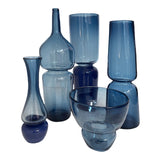 Large "Groove" Pod Vase in Steel Blue & Midnight Blue Opal by Furthur Design