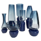 Large "Groove Tapered Cylinder" Vase in Steel Blue & Midnight Blue Opal by Furthur Design