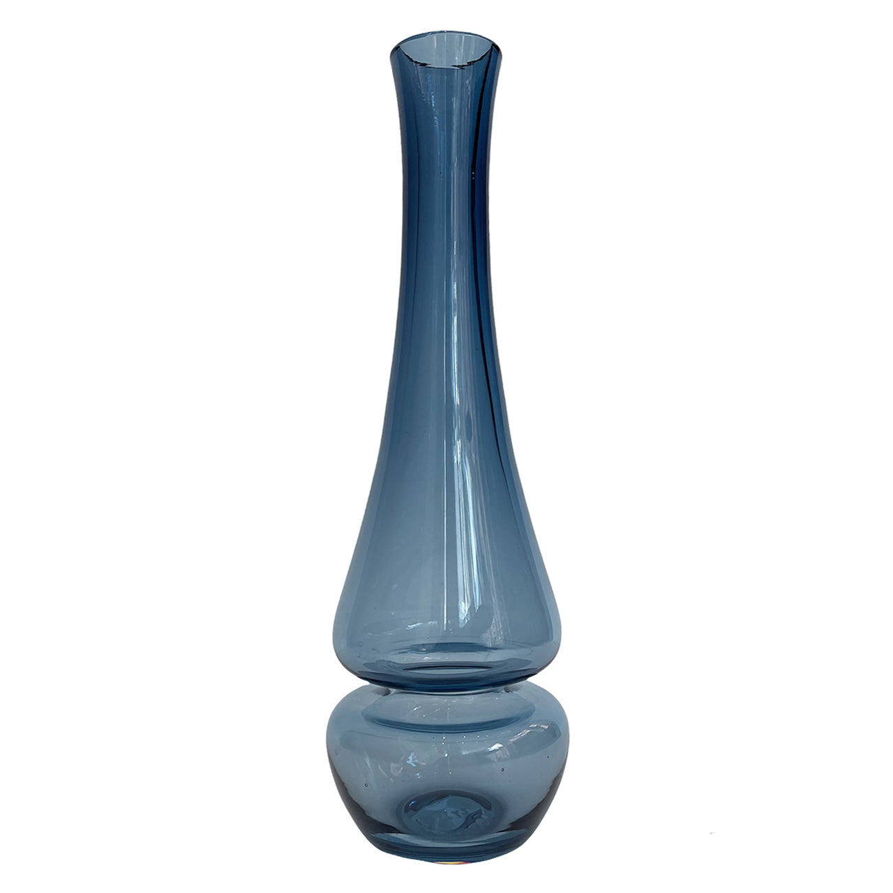 Large "Groove Curved Bottle" Vase in Steel Blue by Furthur Design