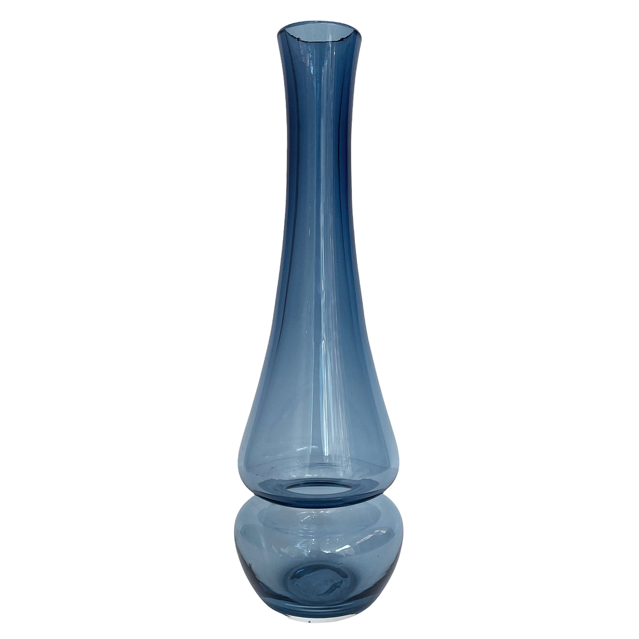 Large "Groove Curved Bottle" Vase in Steel Blue by Furthur Design